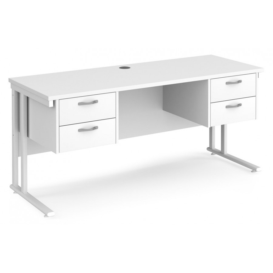 Maestro Cantilever Leg Straight Desk with Two Fixed Pedestals